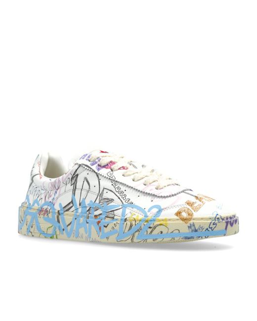DSquared² Blue Rider Graphic Printed Low-Top Sneakers
