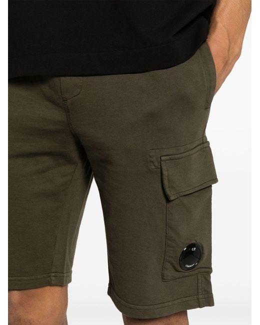 C P Company Green Lens-Detailed Cotton Shorts for men