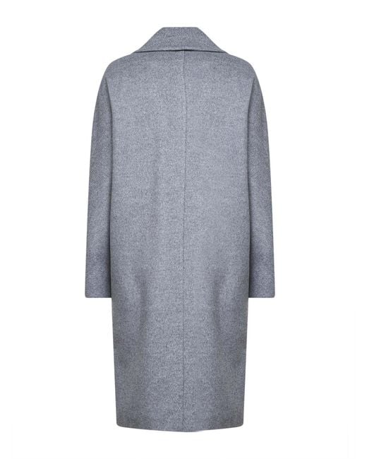 Max Mara Gray Studio Agenda Double-Breasted Long Coat