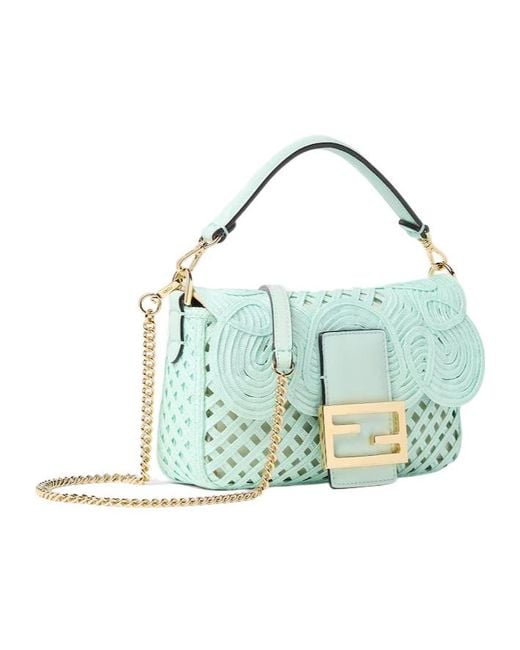 Fendi Green Mini Baguette Shoulder Bag