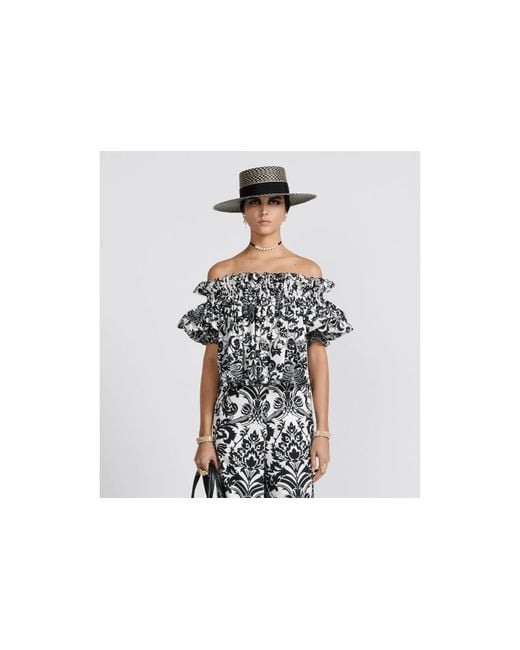 Dior Black Christian All-Over Printed Off-Shoulder Top