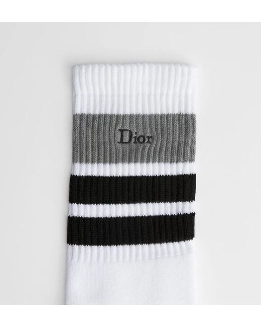 Dior White Homme Three-Tone Striped Socks for men