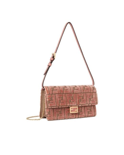 Fendi Pink Baguette Chained Wallet