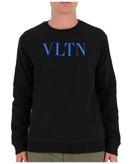 Valentino Black Round Collar Vltn Printed Sweatshirt for men