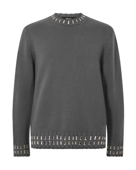 Fendi Gray Embellish Knit Sn54 for men