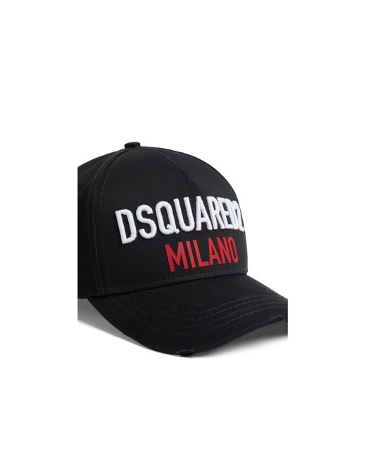 DSquared² Black Logo Embroidered Baseball Cap for men