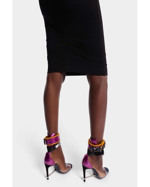 DSquared² Black Long-Sleeve Midi Dress