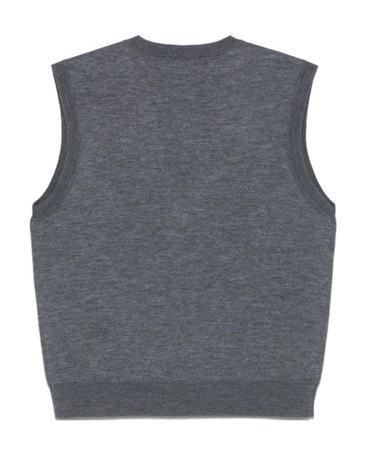 A.P.C. Gray V-Neck Knitted Vest