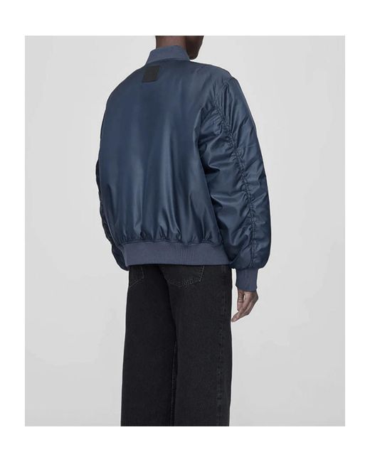 Anine Bing Blue Leon Zip-Up Bomber Jacket