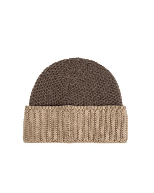 Moschino Brown Logo Patch Knit Hat for men