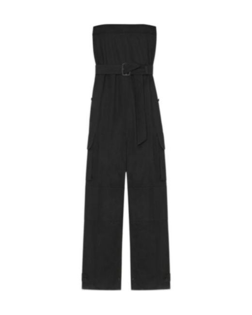 Saint Laurent Black Cassandre Strapless Jumpsuit