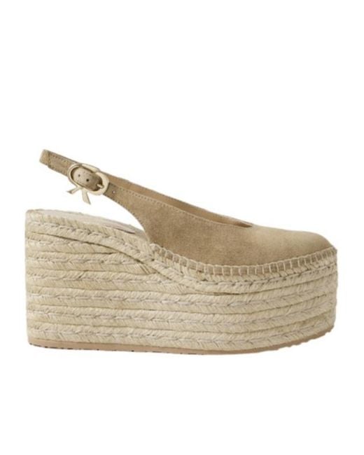 Gianvito Rossi Natural 110 Suede Slingback Platform Espadrilles