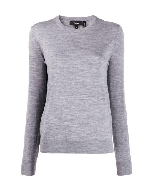 Theory Gray Long-Sleeved Crewneck Jumper