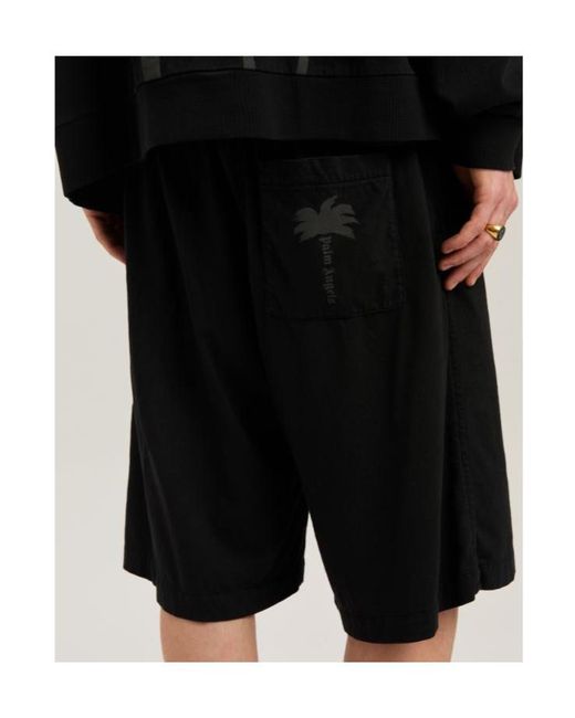 Palm Angels Black Drawstring Bermuda Shorts for men