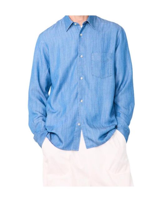 Officine Generale Blue Officine Générale Chest-Pocket Button-Up Shirt for men