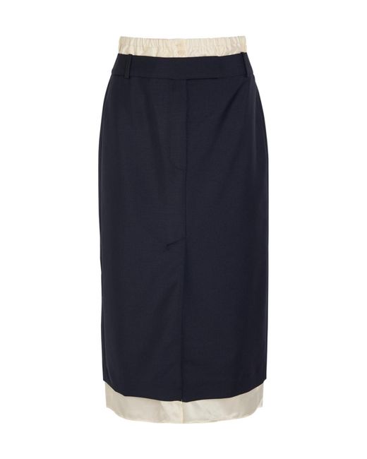 Rohe Blue Layered Wool Midi Skirt