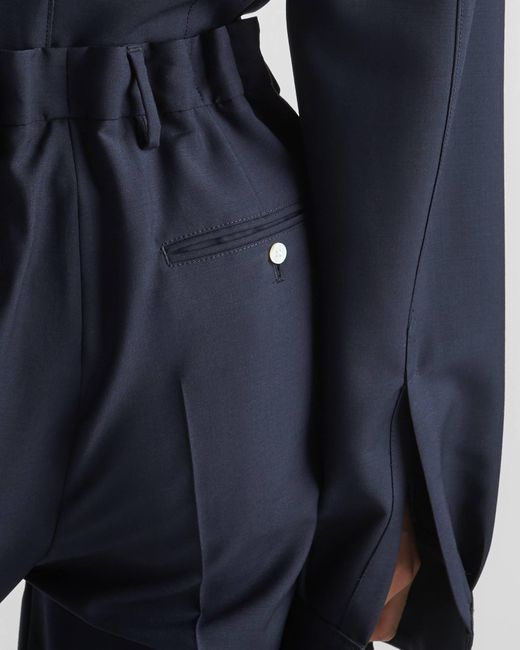 Prada Blue Pleated Tailored Trousers
