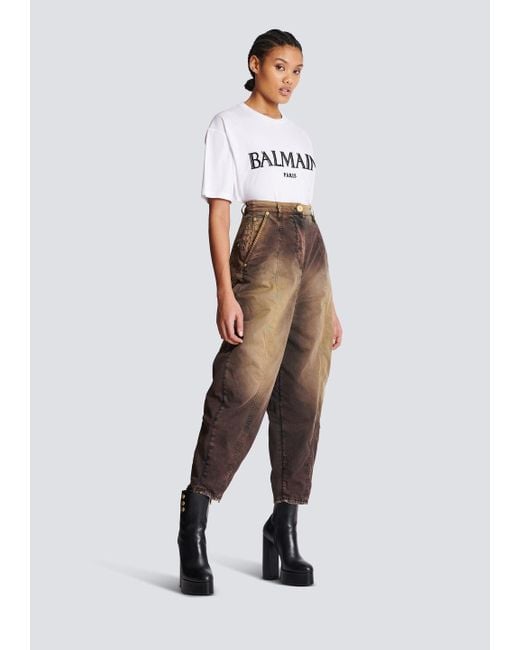 Balmain Brown Tie-Dye Baggy Denim Jeans