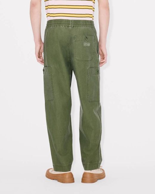 KENZO Green Elephant Logo' Embroidered Cargo Jogpants for men