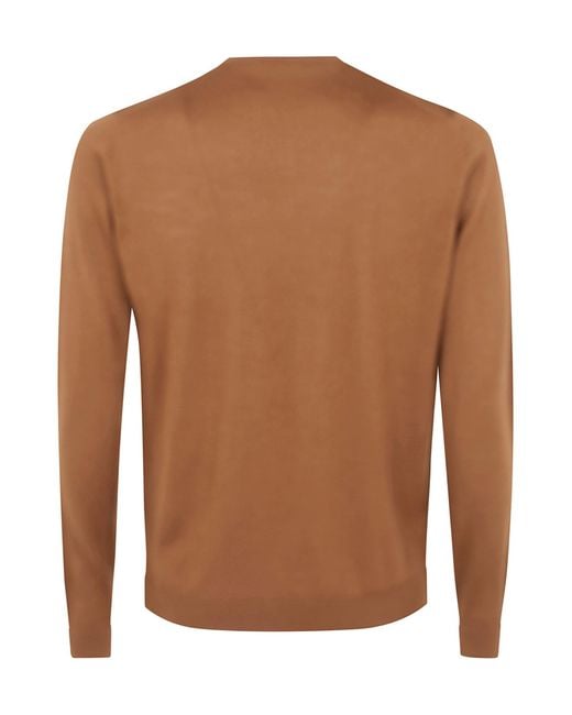 Nuur Brown Long Sleeves Round Neck Sweater for men