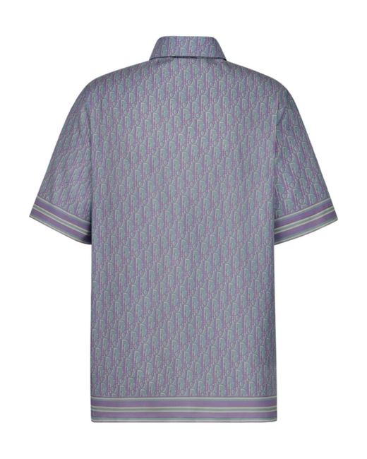 Dior Gray Homme Oblique Pixel Short-Sleeved Shirt for men