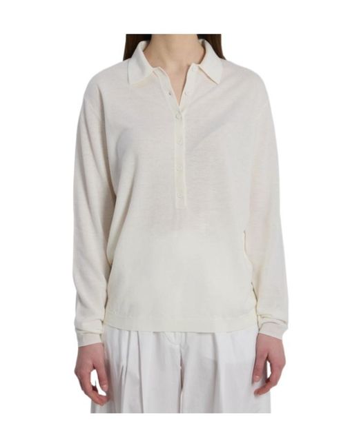 Frankie Shop White Tala V-Neck Polo Shirt