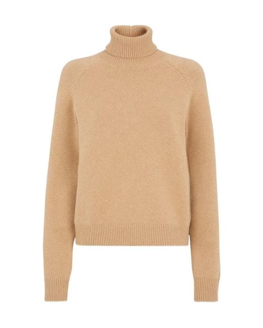 Fendi Natural Turtleneck Long Sleeved Knitted Jumper