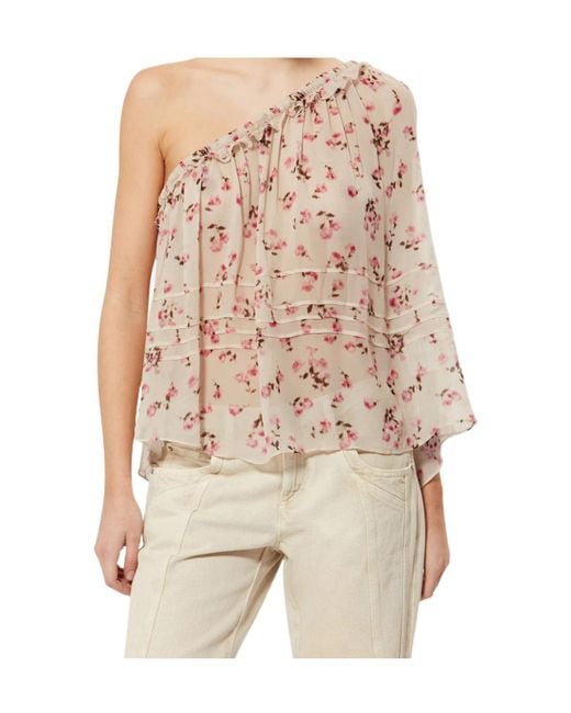 Isabel Marant Natural Isabel Marant Étoile Loeva Floral Printed One-Shoulder Blouse