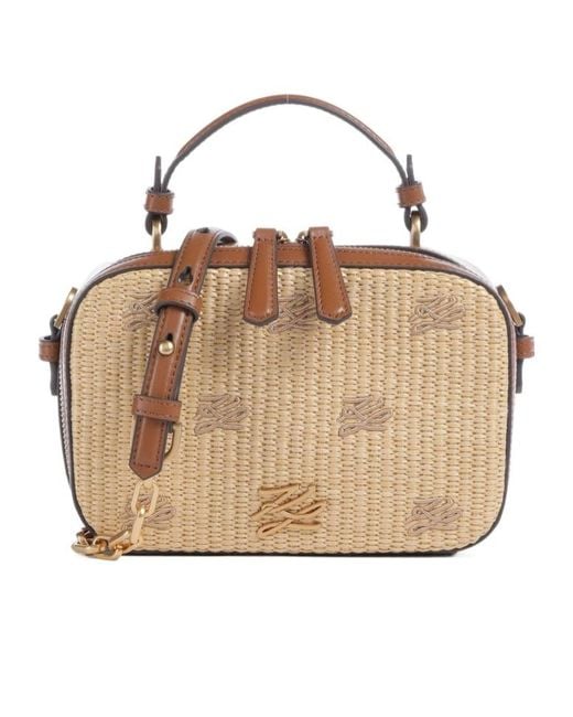 Karl Lagerfeld Natural Logo-Detail Cross Body Bag
