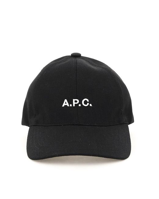 A.P.C. Black Logo Embroidered Baseball Cap for men