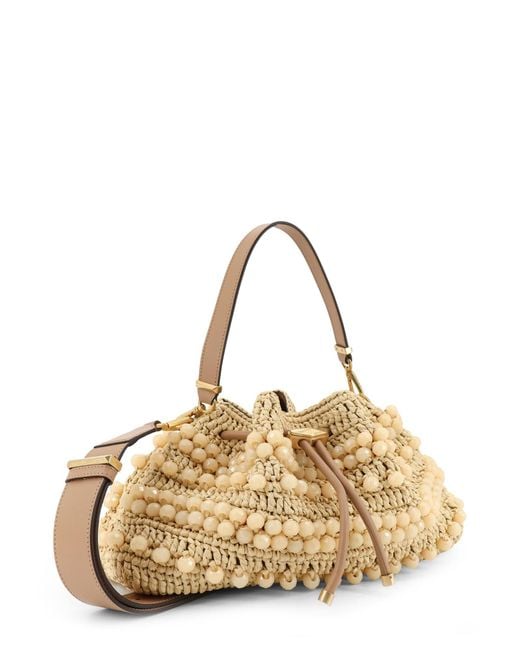 Jimmy Choo Natural Bon Bon Beaded Shoulder Bag