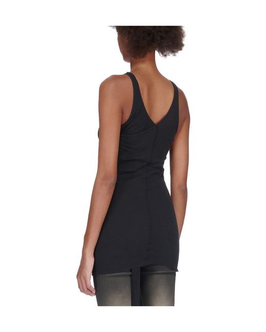 Rick Owens Black Double-Ziggy Cotton Tank Top