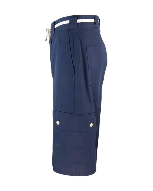 Drole de Monsieur Blue Drôle De Monsieur Le Short Workwear Chevron Shorts for men