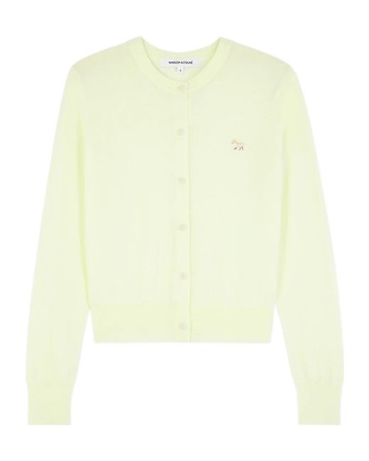 Maison Kitsuné Yellow Maison Kitsuné Baby Fox Patch Knit Cardigan