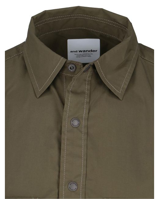 And Wander Green Utility Short Sleeve Shirt for men