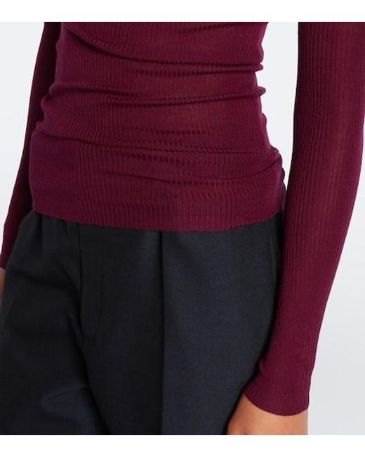 Jil Sander Purple Ribbed-Knit Wool Sweater