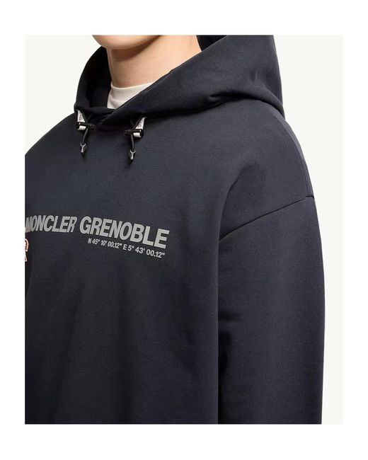 Moncler Blue Grenoble Logo Printed Long-Sleeved Hoodie for men