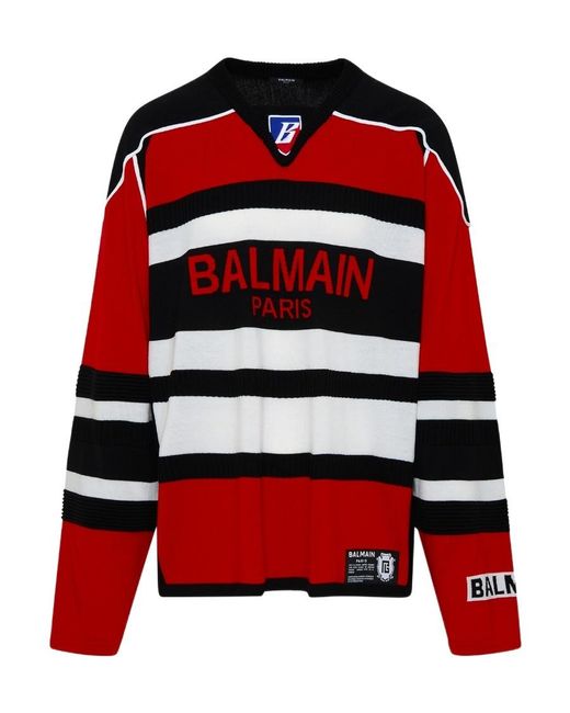 Balmain Red B-Sporty Boxy Sweatshirt for men