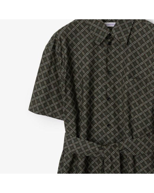 Burberry Black Check-Pattern Cotton Shirt Dress