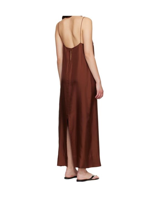 St. Agni Brown Spaghetti Strap Slip Dress