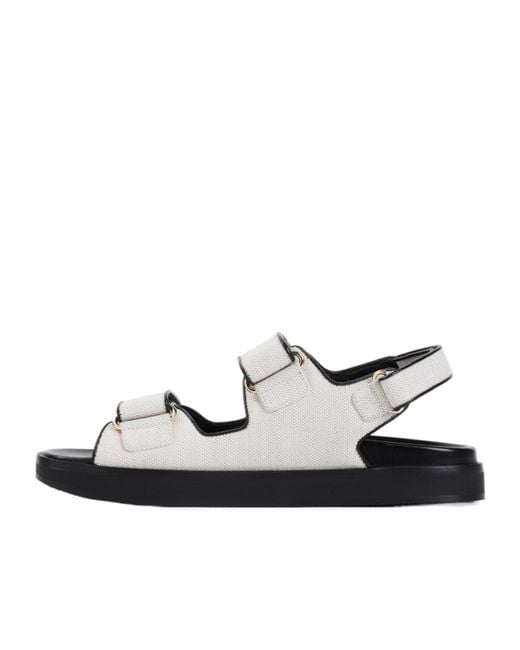 Givenchy White 4G Plaque Strap Flat Sandals