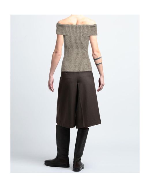 Ganni Gray Knitted Off-Shoulder Top