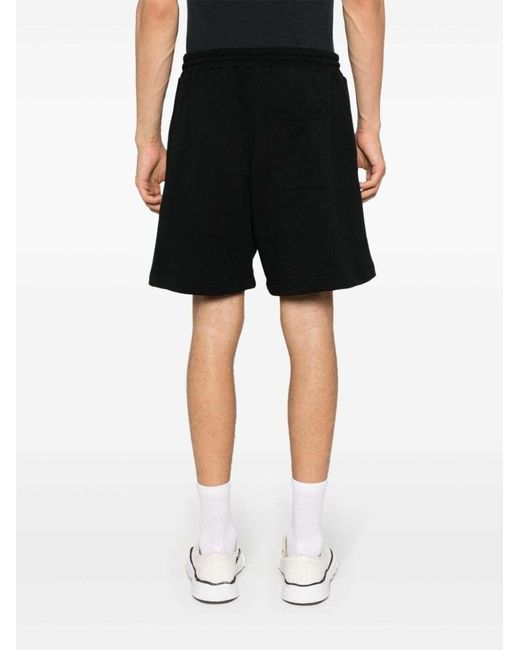 MSGM Black Logo Detailed Elasticated Waist Shorts for men