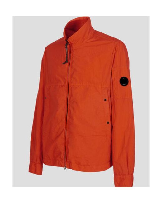 C P Company Orange Logo-Patch Funnel Neck Jacket for men