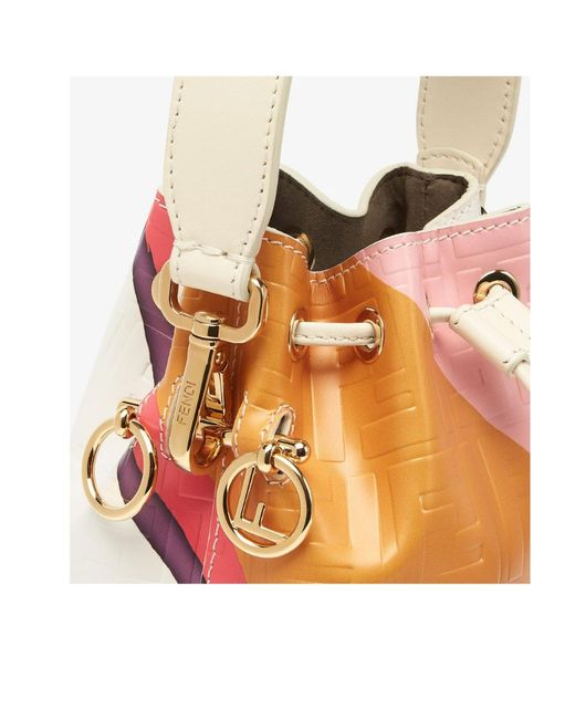 Fendi White Leather Bag With Multicolour Print