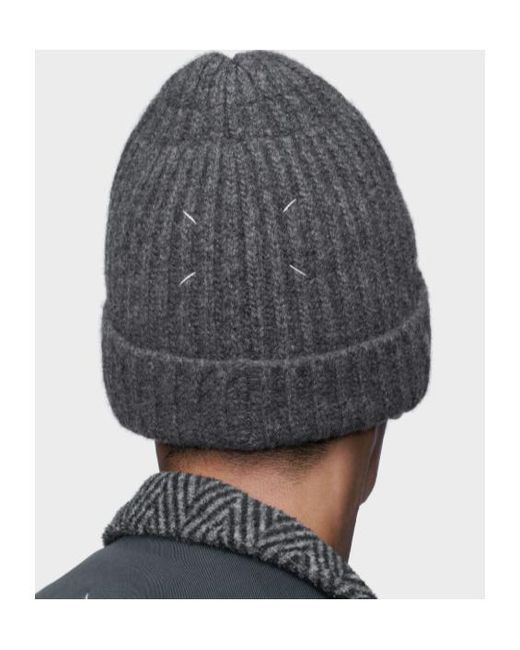 Maison Margiela Gray Ribbed Turned-Up Brim Beanie for men