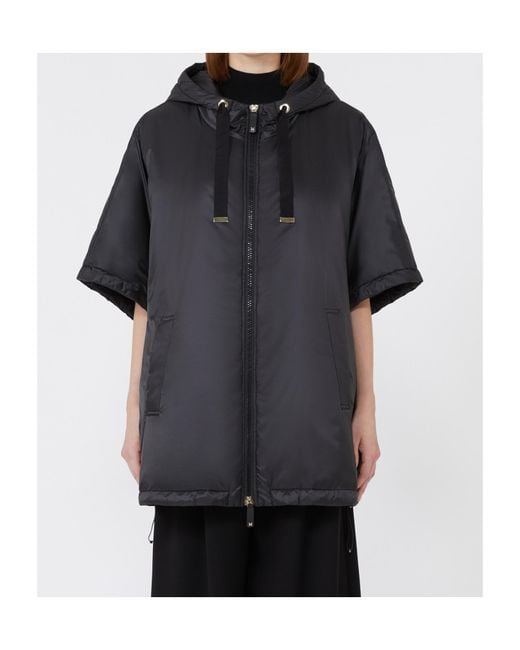 Max Mara Black The Cube Greenci Zip-Up Padded Cape