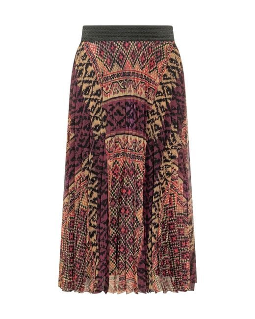 Ba&sh Brown Olga Pleated Midi Skirt