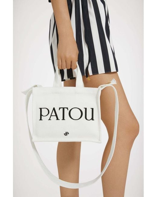 Patou White Small Logo-Printed Top Handle Bag