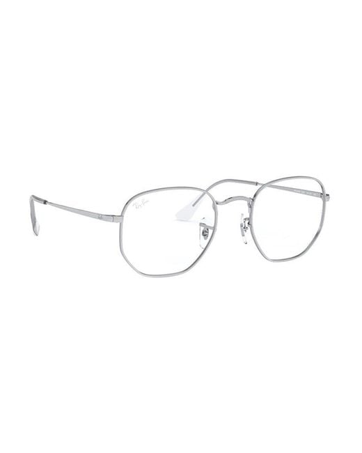Ray-Ban White Hexagonal Frame Glasses for men